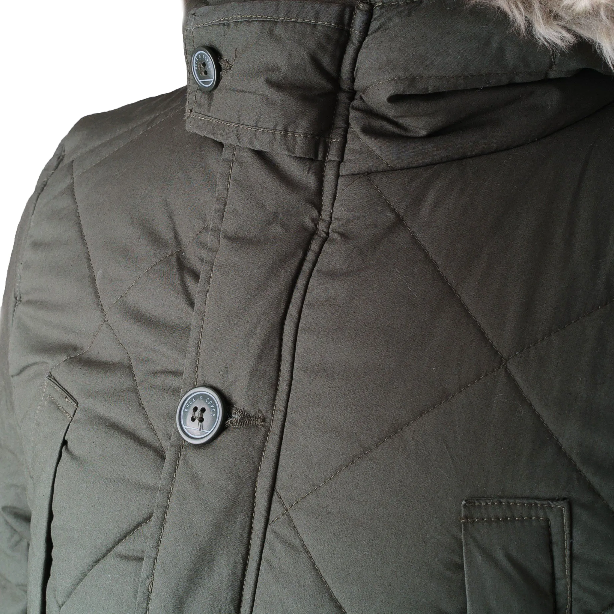 Khaki Duck and Cover Bazza Padded Parka Jacket