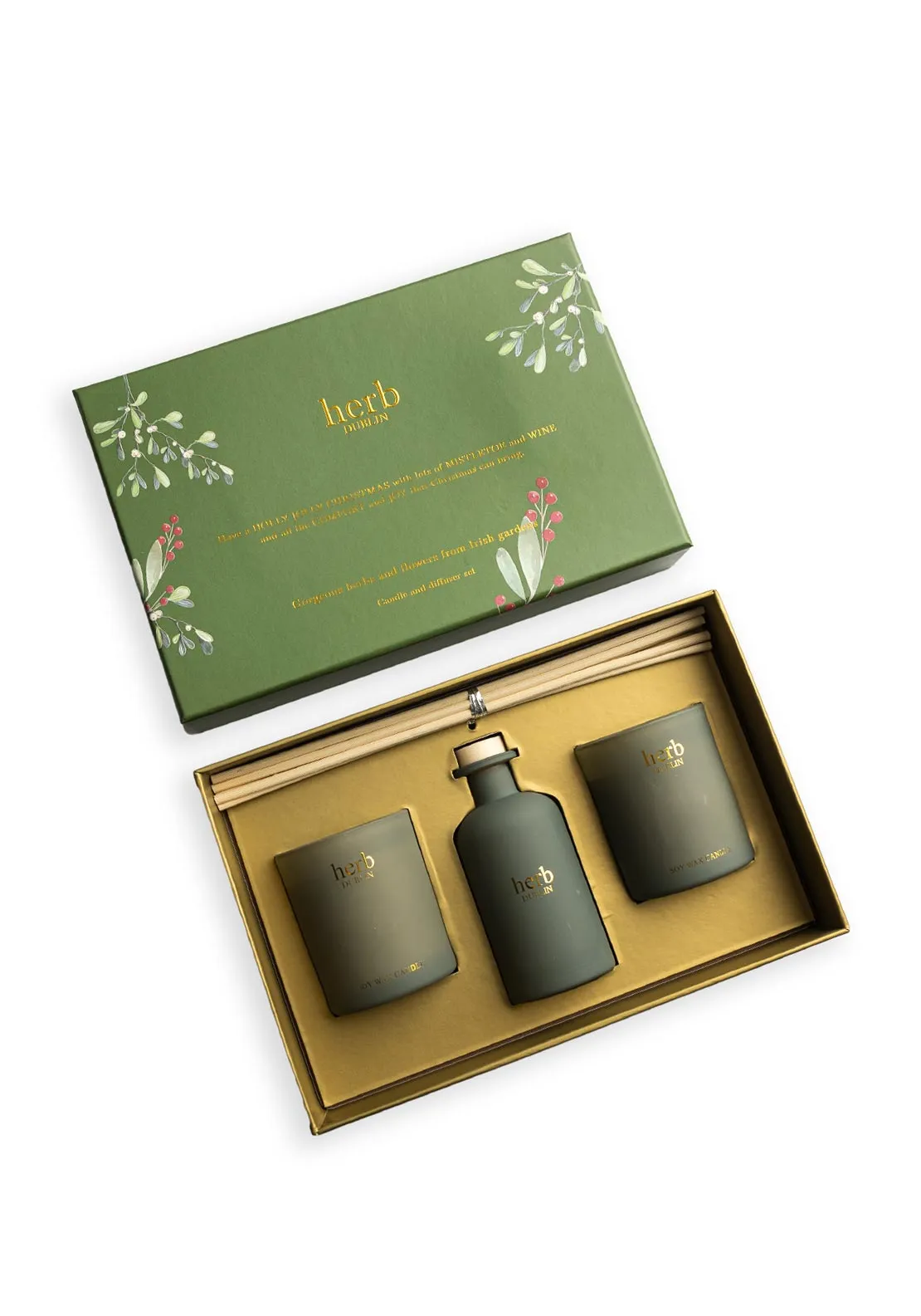 Eau Lovely Holly, Jolly Christmas Candle & Diffuser Set
