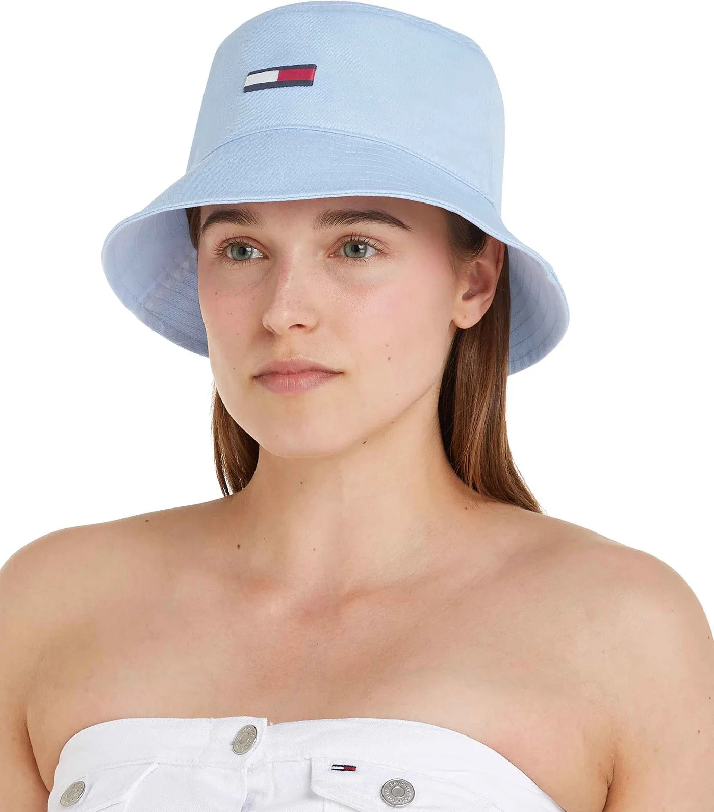 Elongated flag bucket hat for women