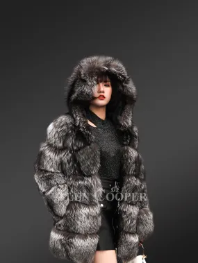 Fox Fur Hooded Women's Coat