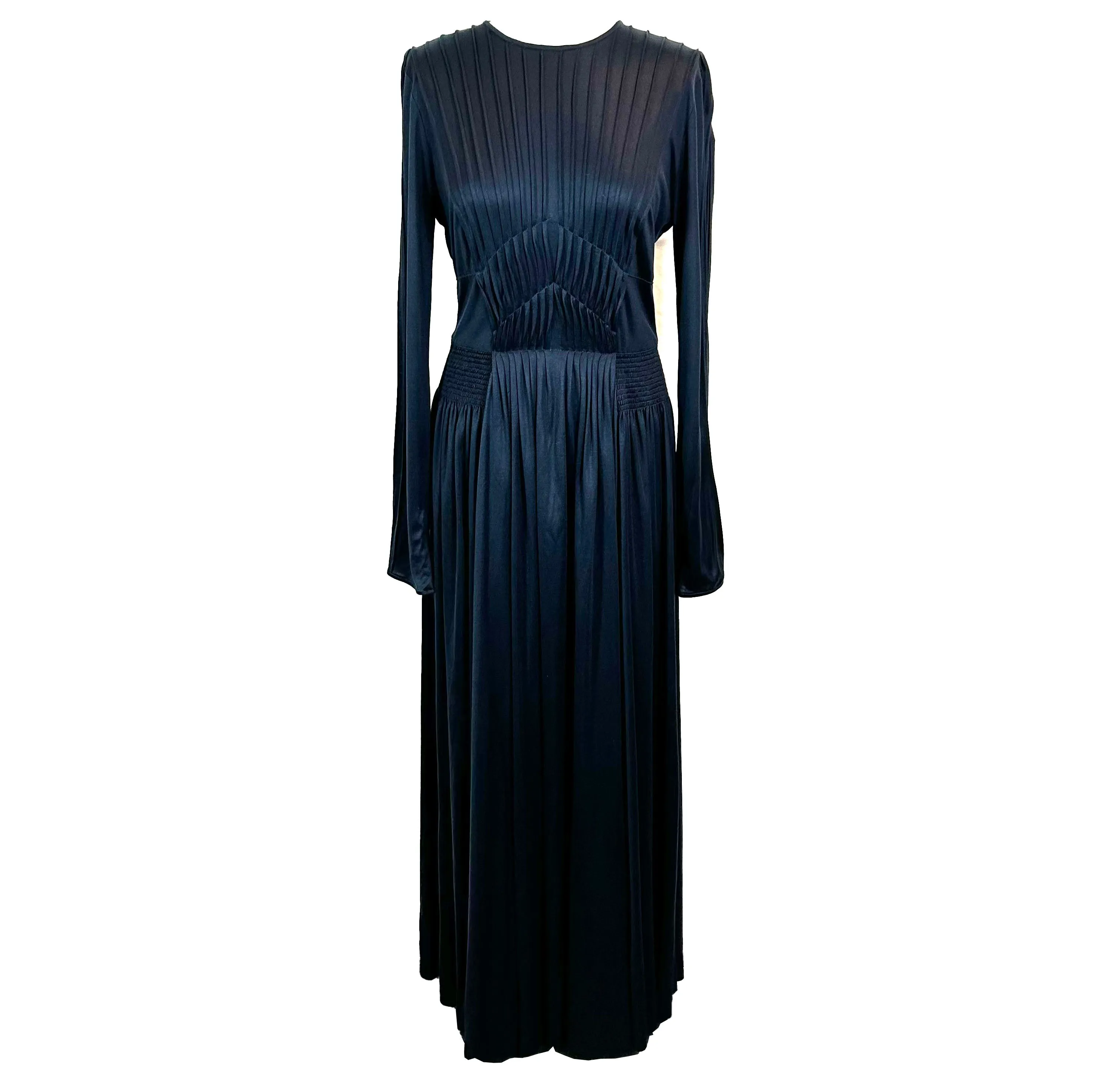 Gabriela Hearst Silk Maxi Dress Navy Jersey L - $4200