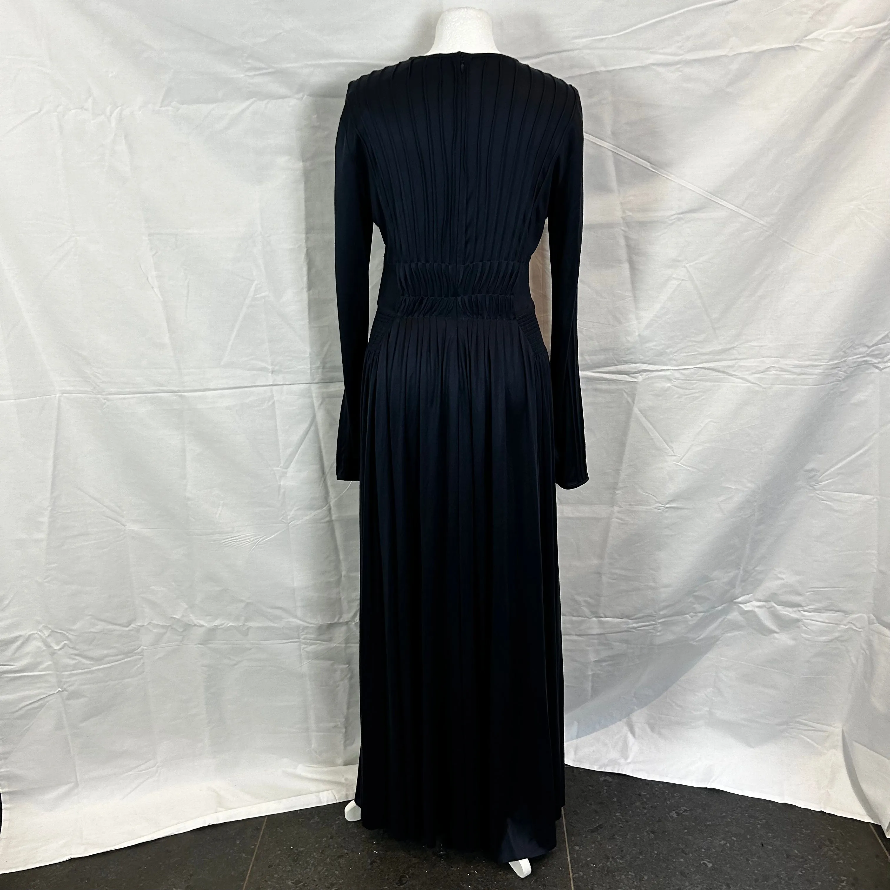 Gabriela Hearst Silk Maxi Dress Navy Jersey L - $4200