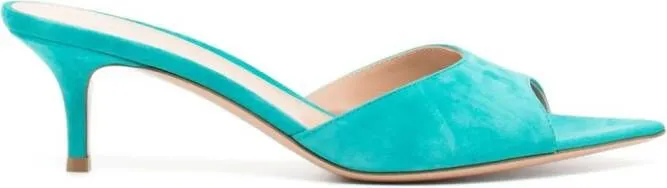 70mm pointed-toe suede sandals by Gianvito Rossi in Blue