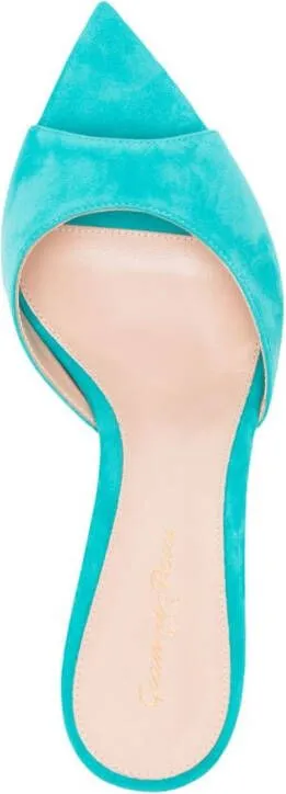 70mm pointed-toe suede sandals by Gianvito Rossi in Blue