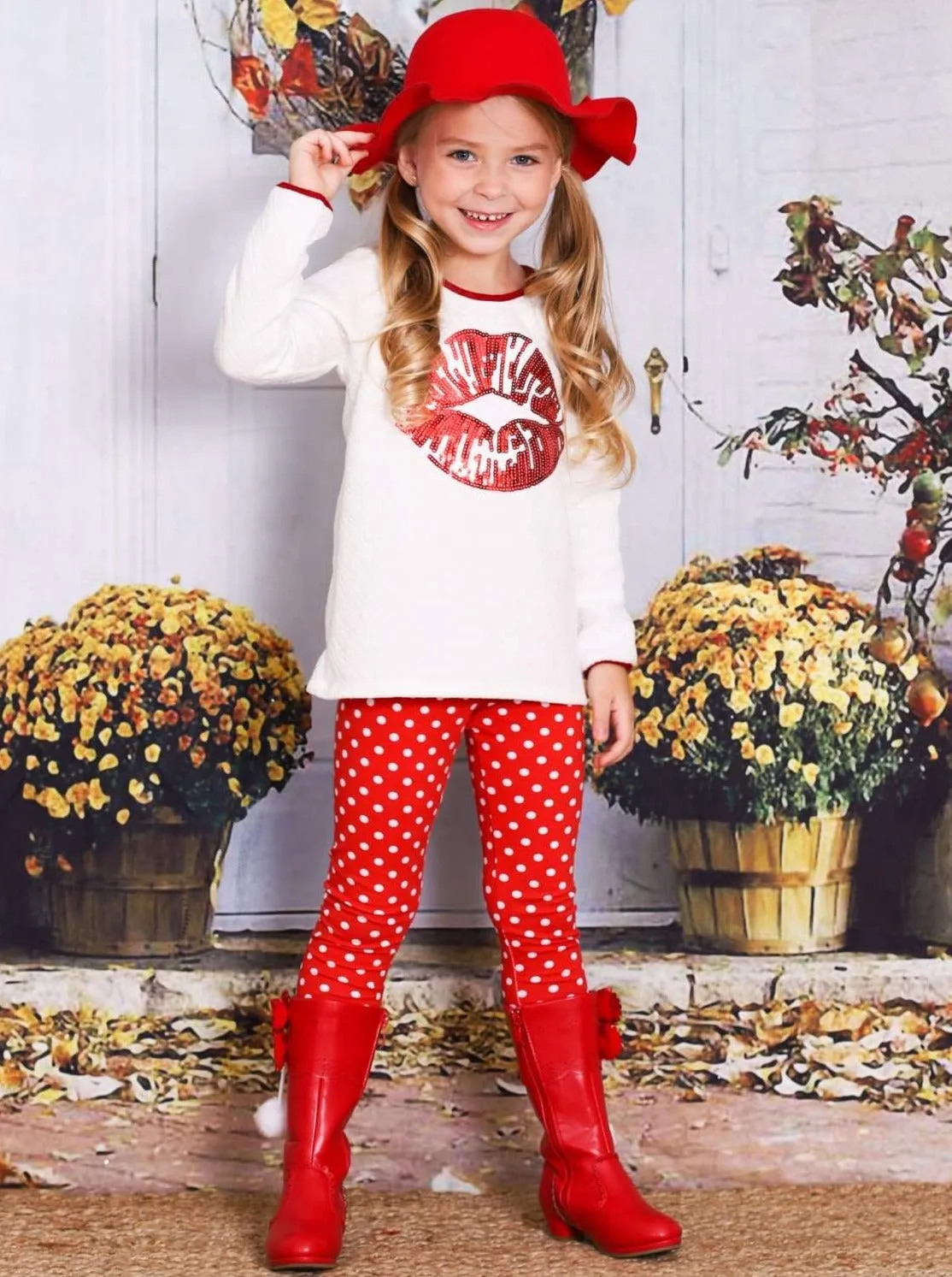 Girls Big Kiss Tunic Legging Set - Stylish Girls' Outfit for Comfort and Cute Looks