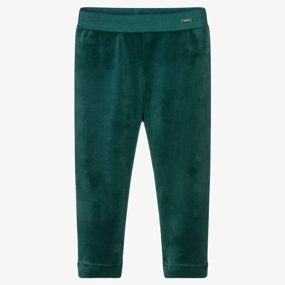 Green Velour Leggings for Girls