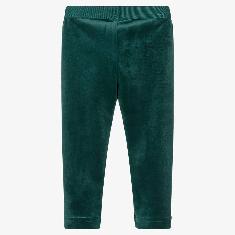 Green Velour Leggings for Girls