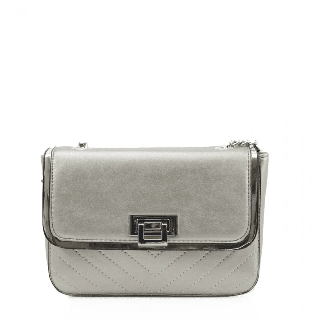 Grey Shoulder Bag Long Chain