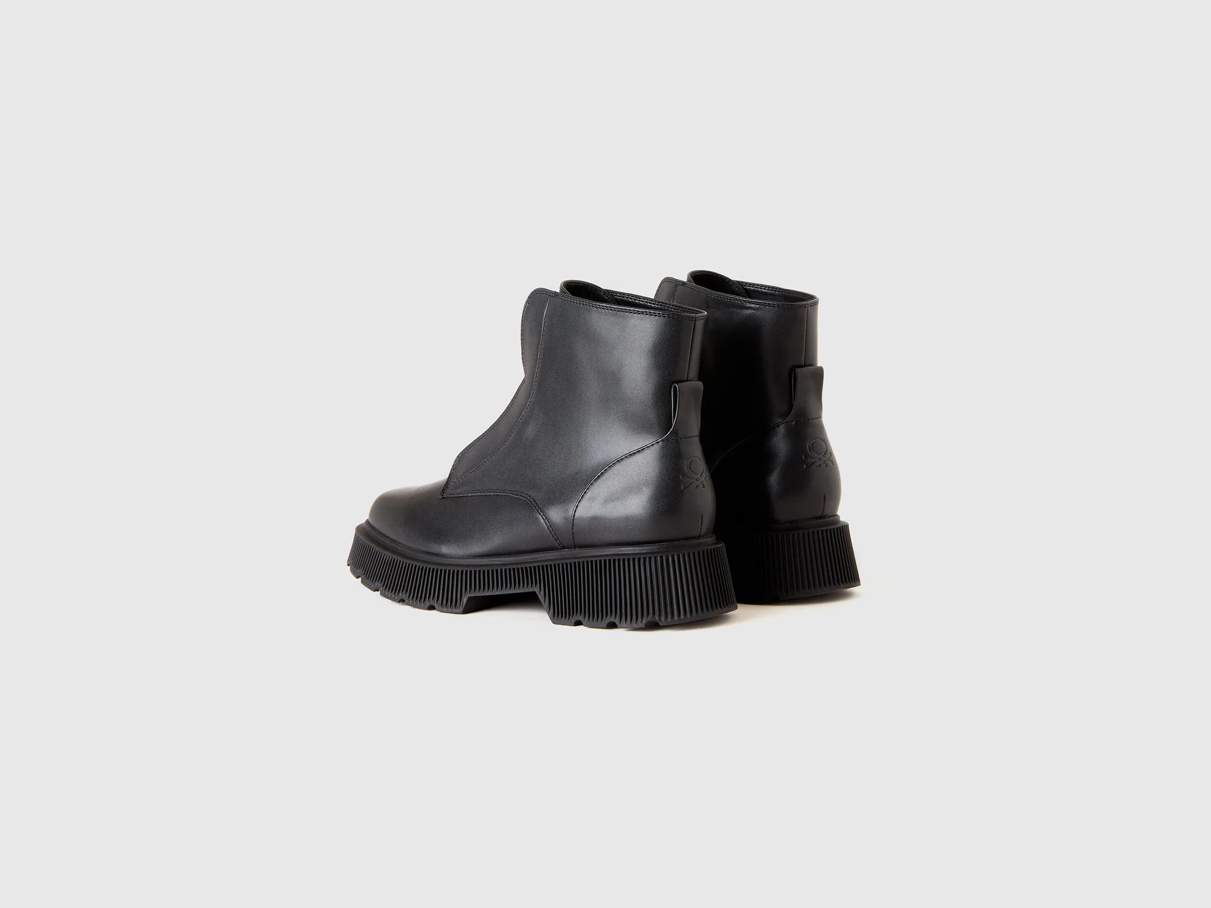 Benetton Black Zipper Heavy-Duty Boots