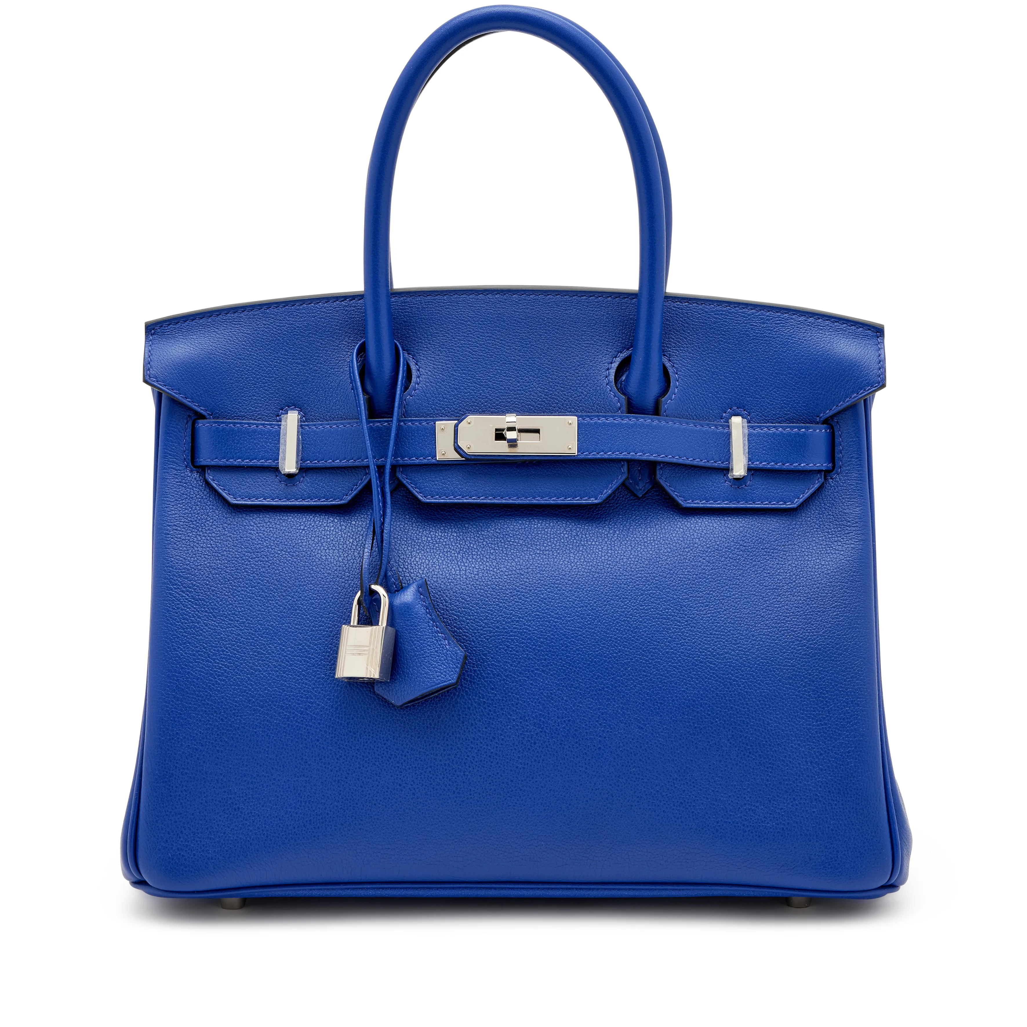 Hermès Birkin 30 Bag in Bleu Electrique Evergrain with Palladium Hardware, 2017