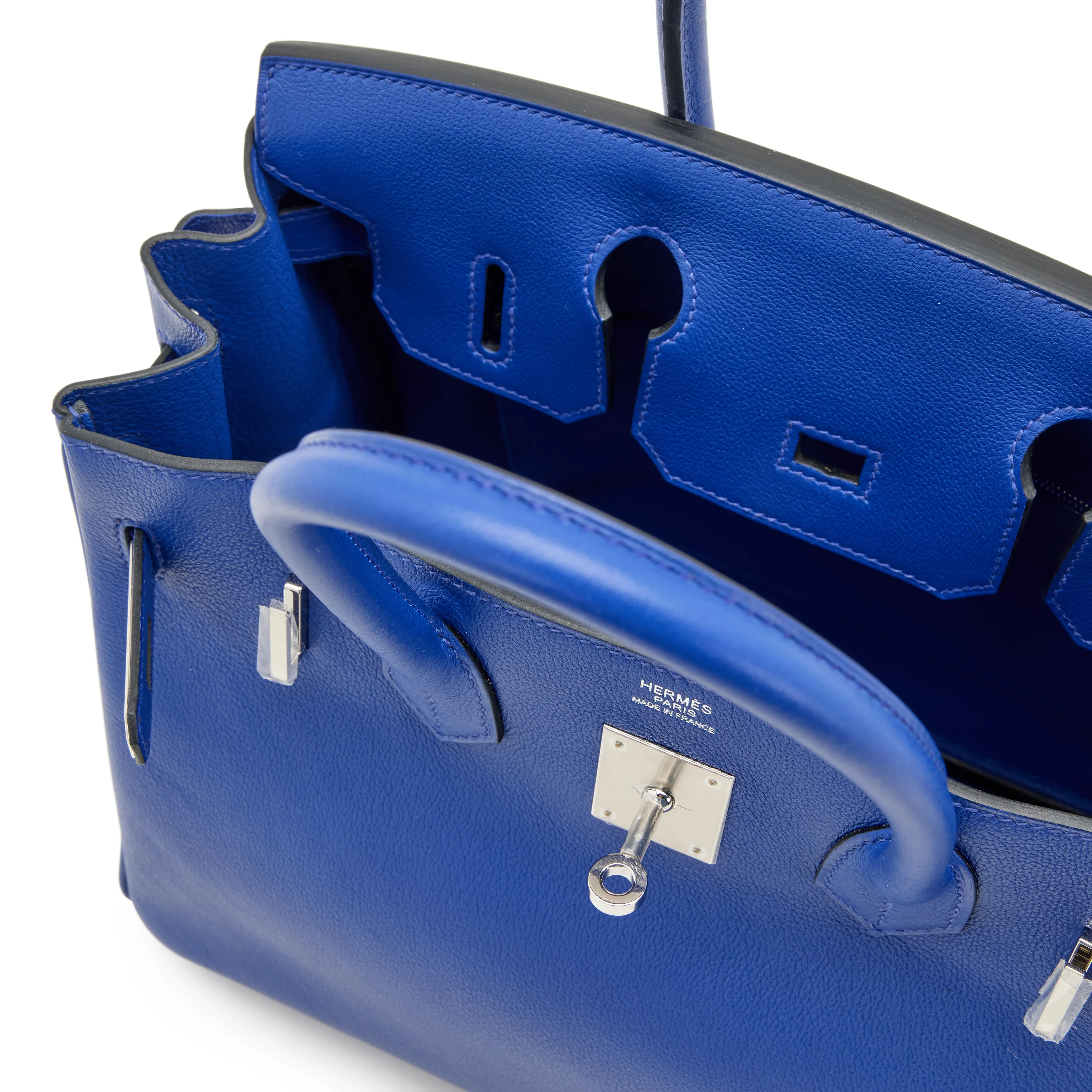 Hermès Birkin 30 Bag in Bleu Electrique Evergrain with Palladium Hardware, 2017