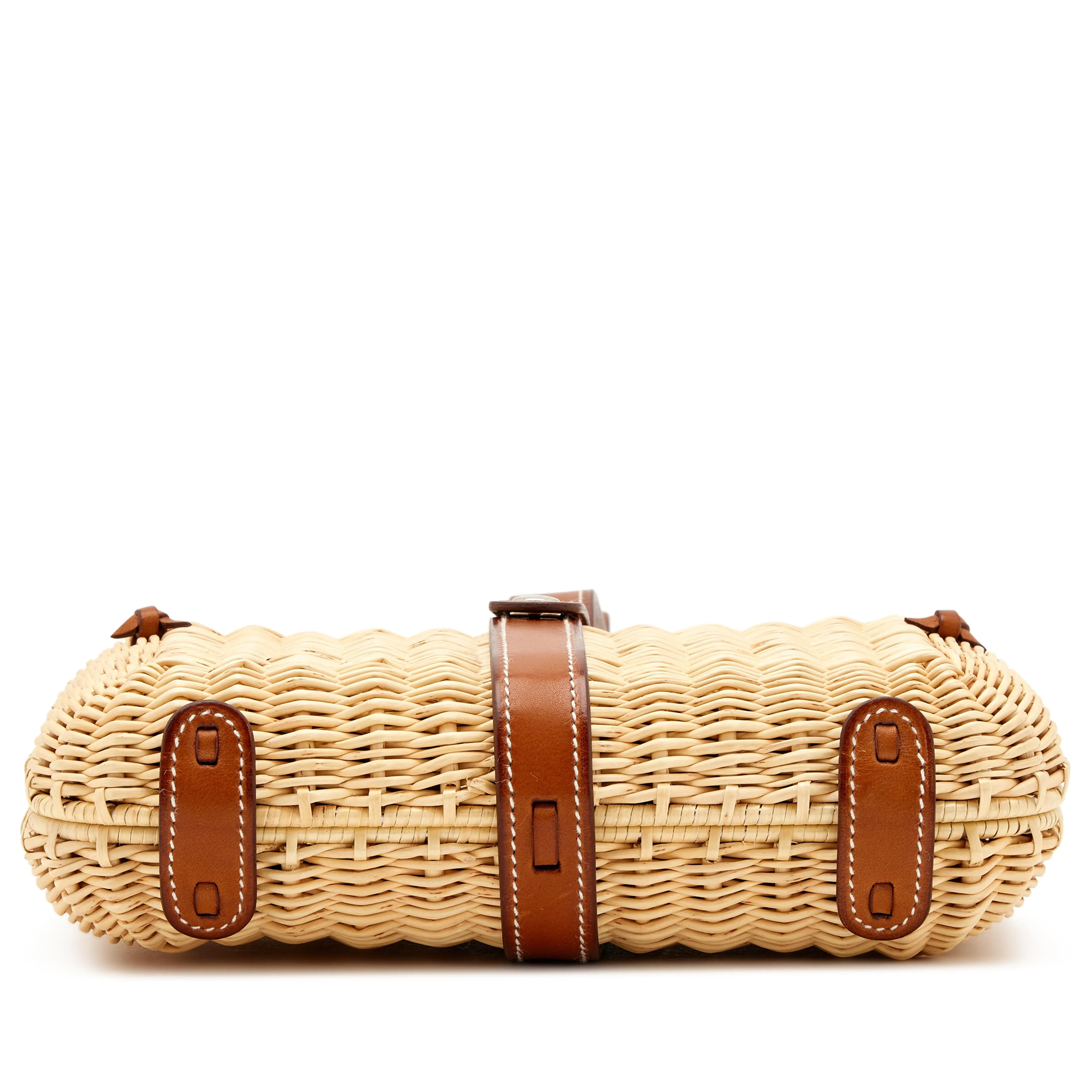 2017 Hermès Fauve Barenia Picnic Wicker Osier Clutch Bag Palladium Hardware