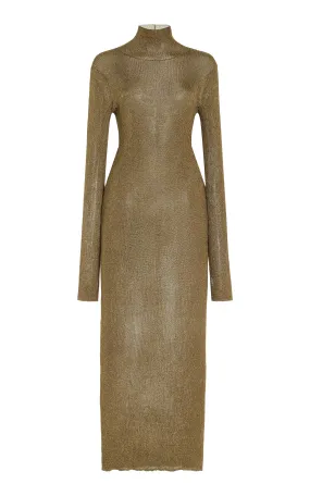 Isabel Marant Metallic Ribbed-Knit Maxi Dress