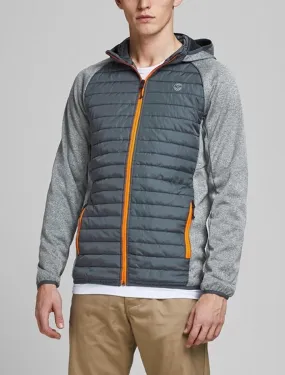 Grey Melange Quilted Hybrid Jacket by Jack & Jones