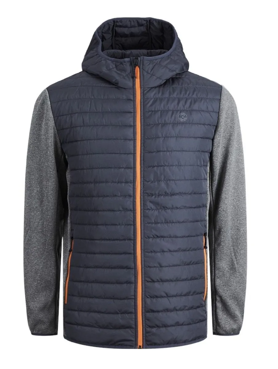 Grey Melange Quilted Hybrid Jacket by Jack & Jones