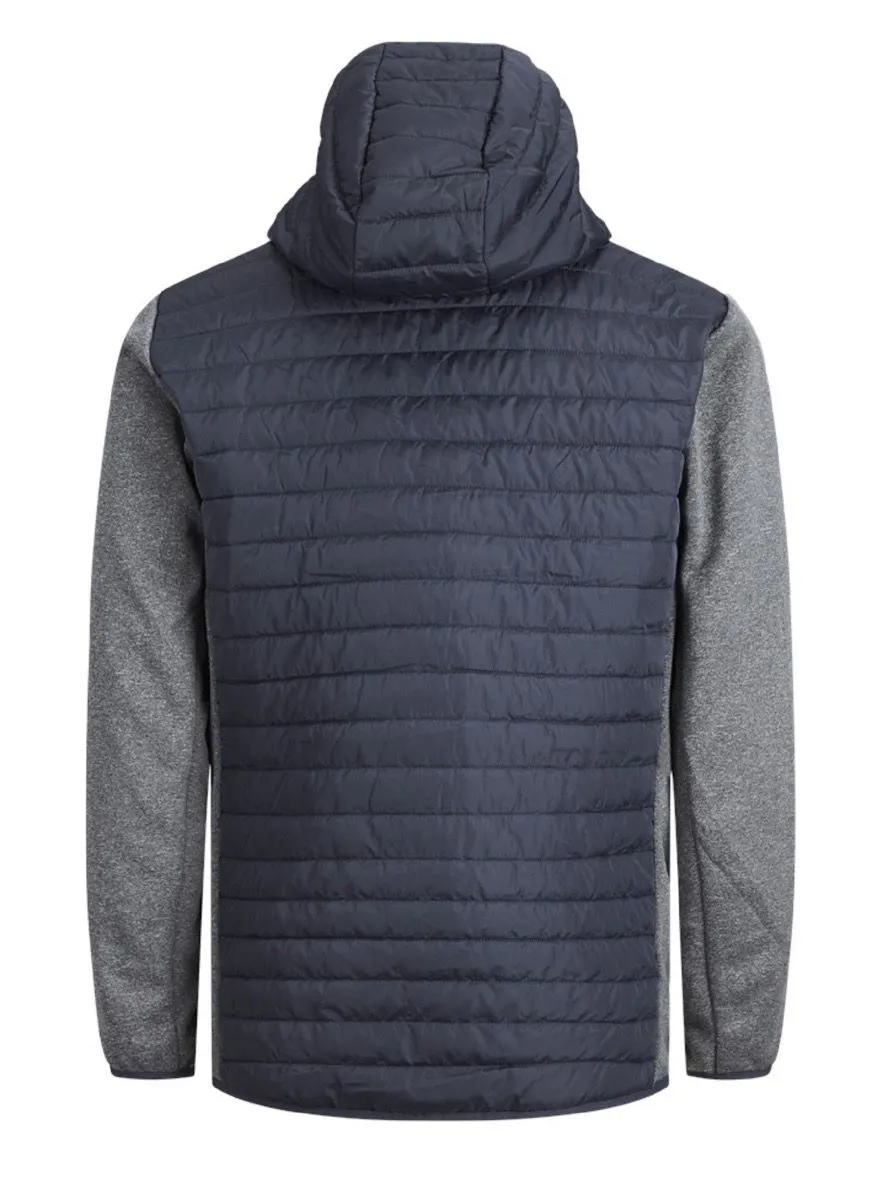 Grey Melange Quilted Hybrid Jacket by Jack & Jones