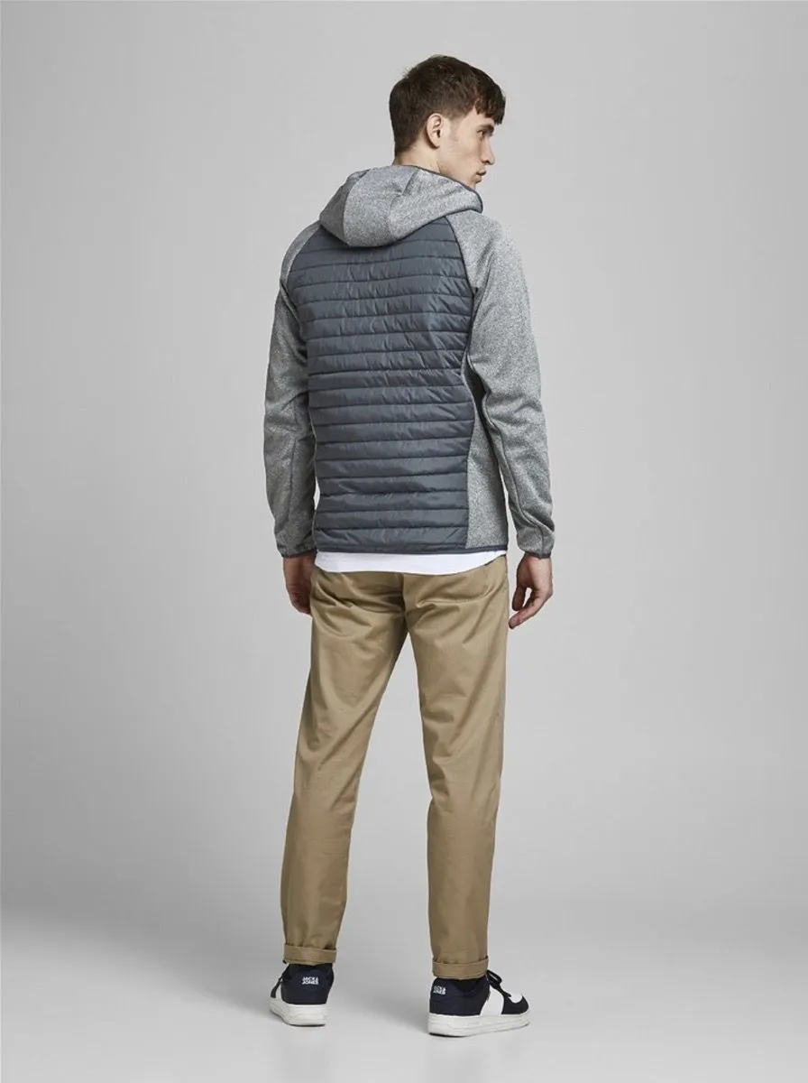 Grey Melange Quilted Hybrid Jacket by Jack & Jones