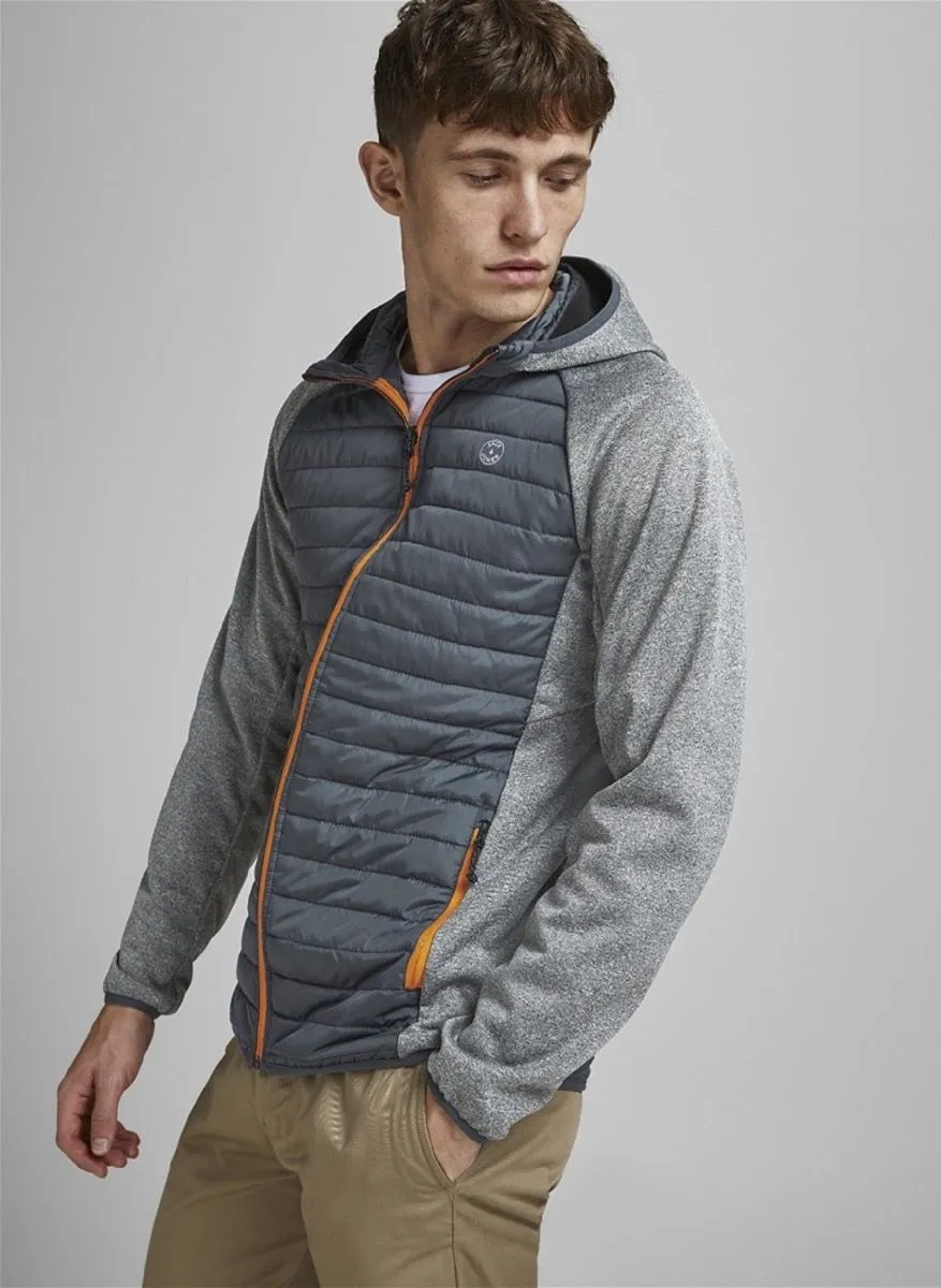 Grey Melange Quilted Hybrid Jacket by Jack & Jones