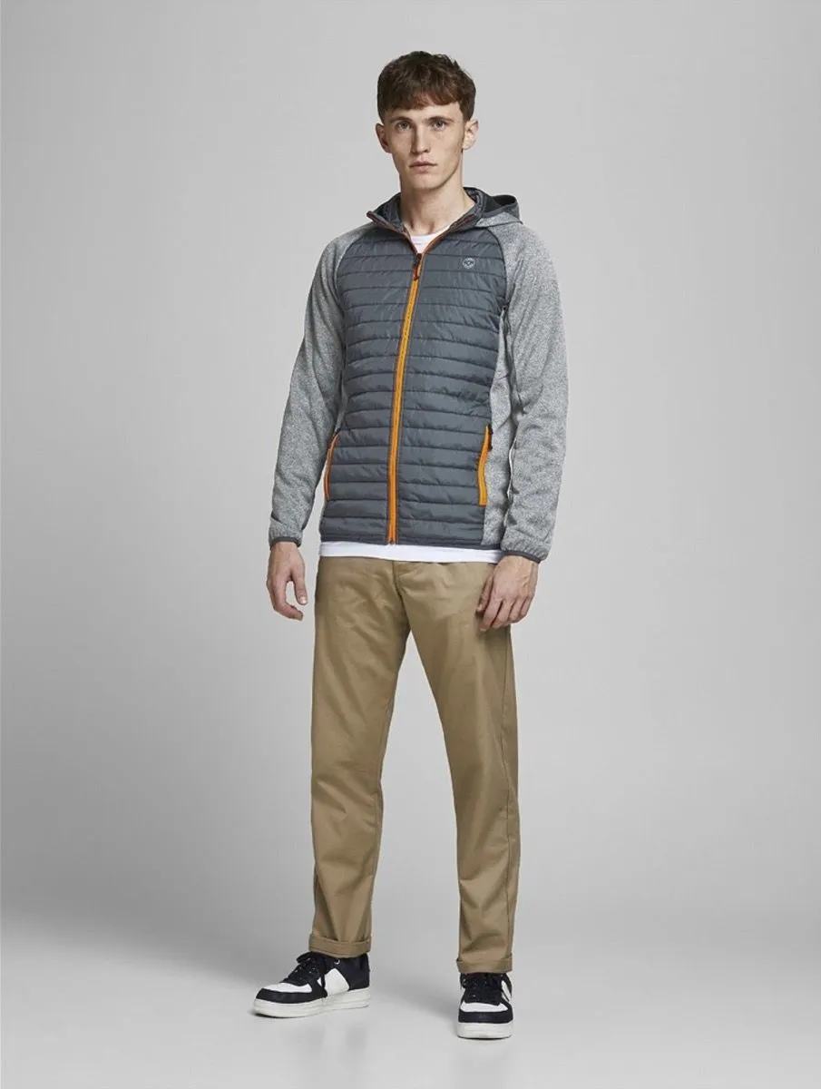 Grey Melange Quilted Hybrid Jacket by Jack & Jones