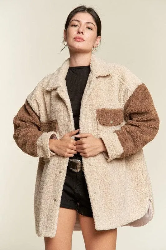 Jade Colorblock Sherpa Jacket by Jane Andrea