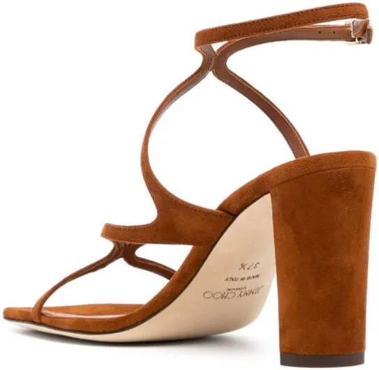 Jimmy Choo Azie 80mm Suede Sandals Brown