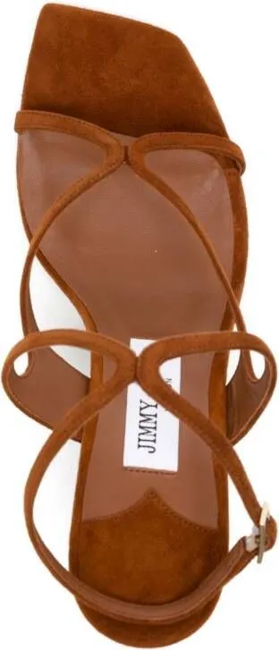 Jimmy Choo Azie 80mm Suede Sandals Brown