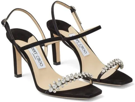 Jimmy Choo Meira crystal embellished sandals in Black