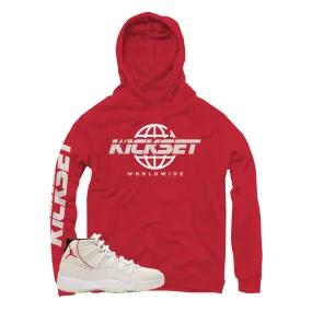 Jordan 11 Platinum Tint Shoes Red Hoodie