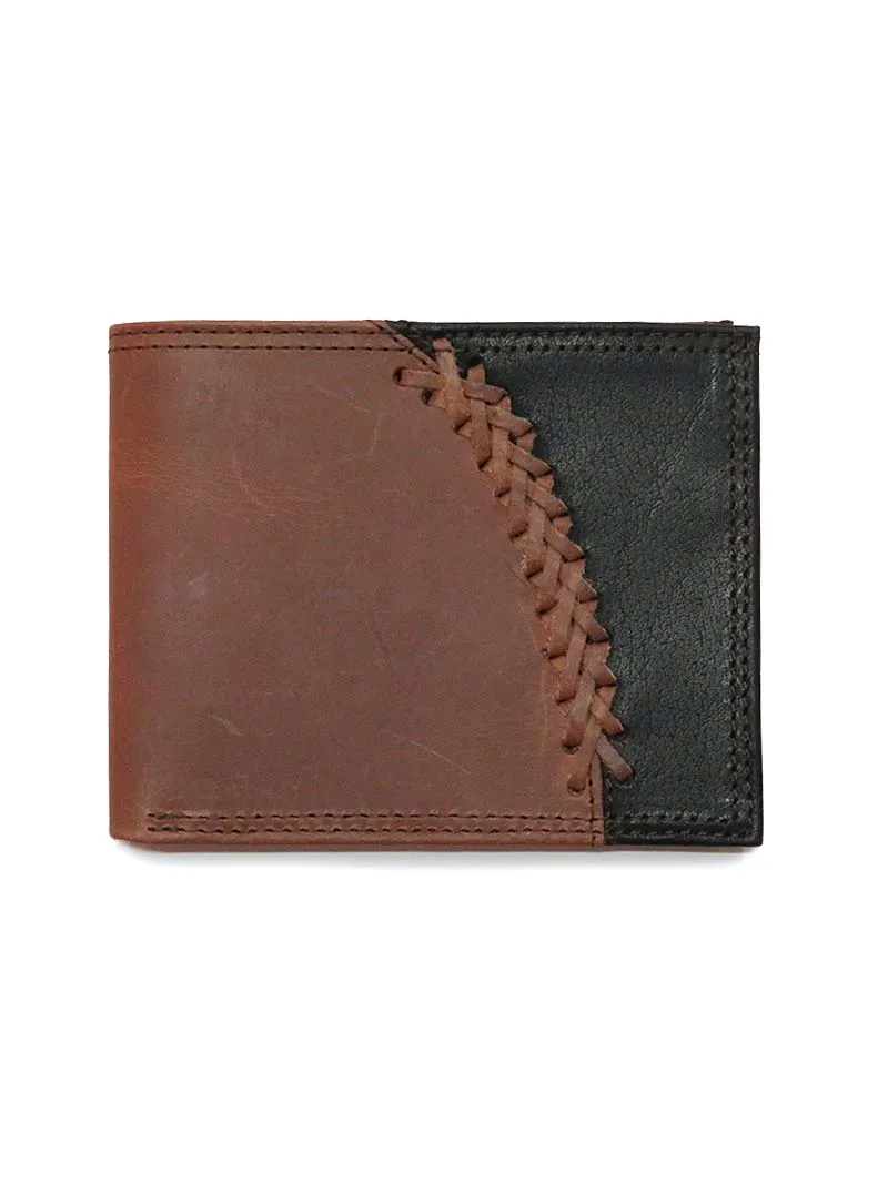 Justin Bi-Fold Wallet 2 Tone Leather Black Brown