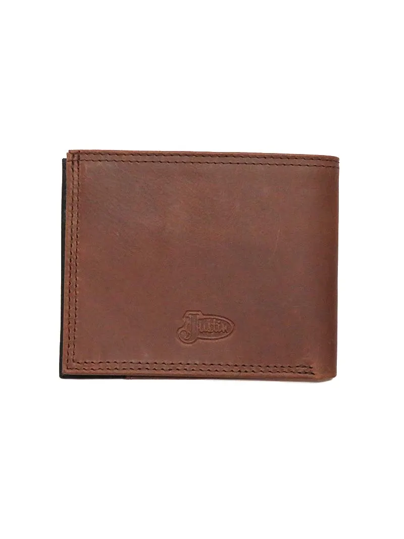 Justin Bi-Fold Wallet 2 Tone Leather Black Brown