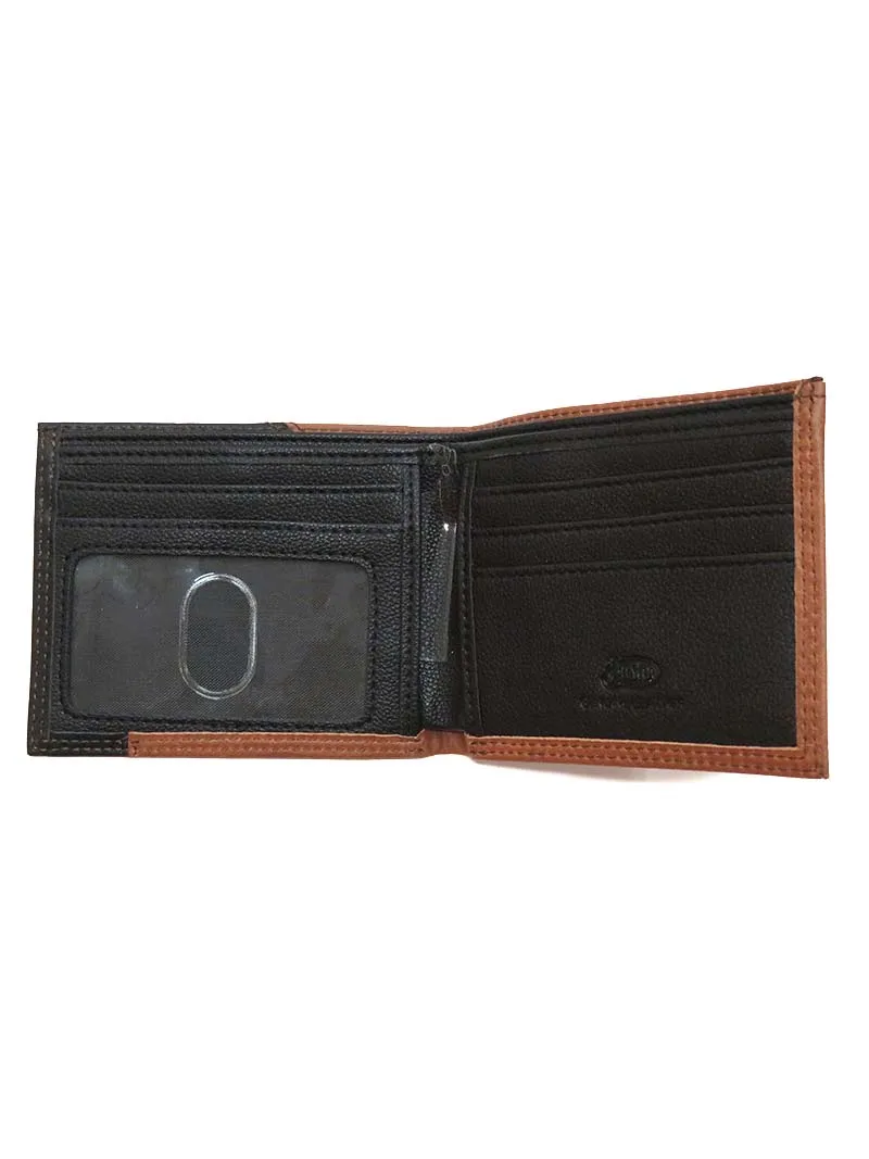 Justin Bi-Fold Wallet 2 Tone Leather Black Brown