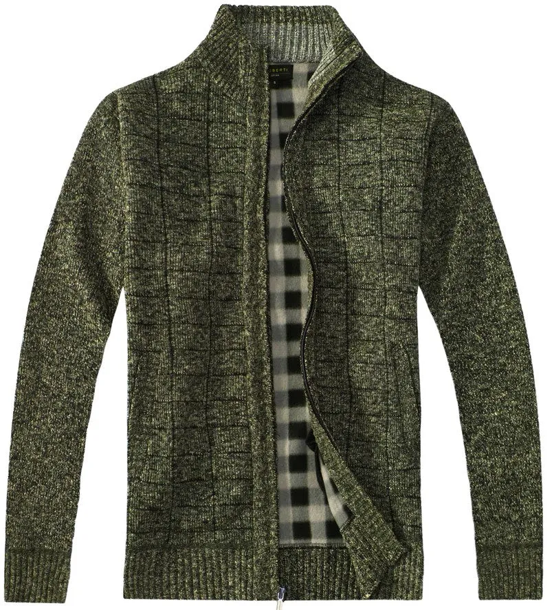 Knitted Zip-up Men's Cardigan Sweater