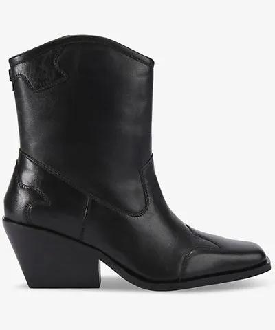 Kurt Geiger Black Talent heeled leather Western boots Womens