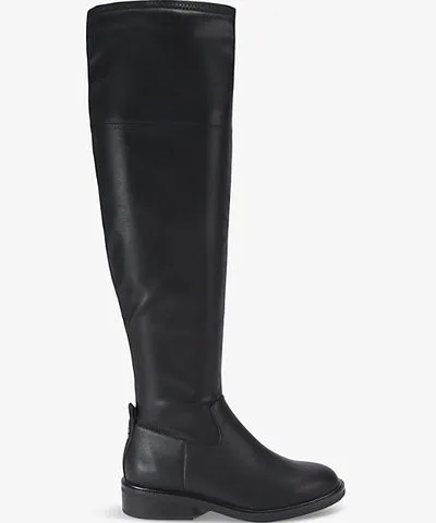 Kurt Geiger Black Tisha flat faux-leather knee-high boots Womens