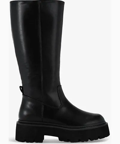 Kurt Geiger Black Trick flat faux-leather knee-high boots Womens