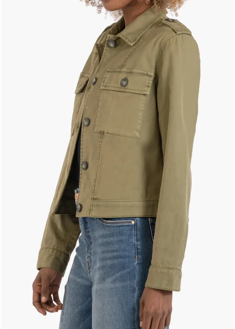 KUT Rosalyn Trucker Jacket in Olive.