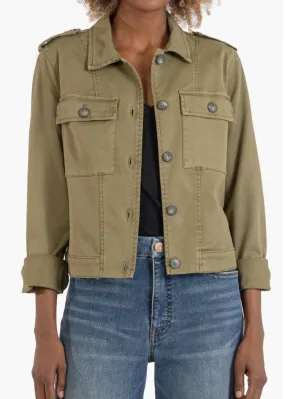 KUT Rosalyn Trucker Jacket in Olive.