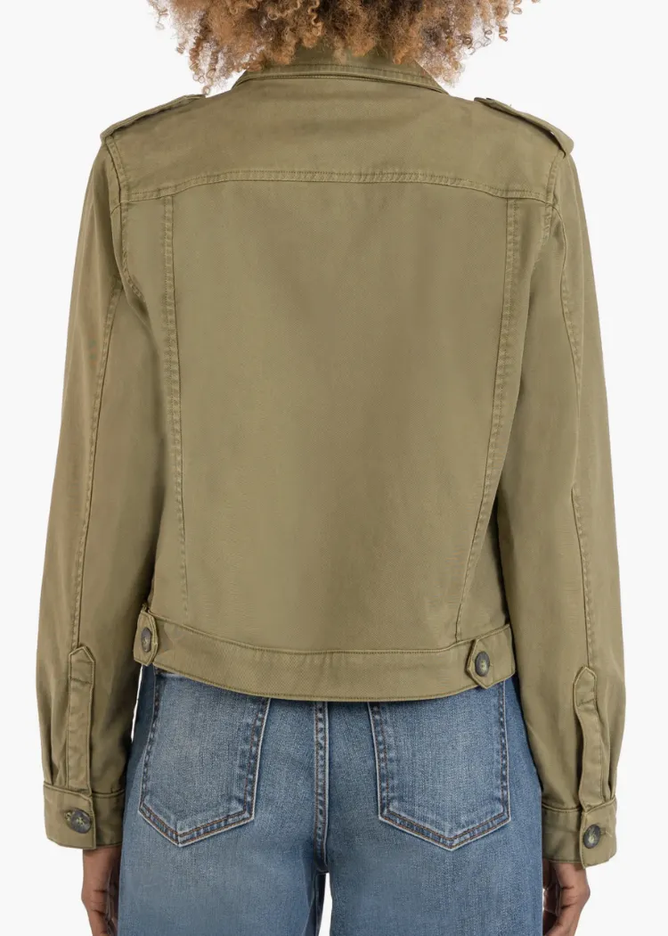 KUT Rosalyn Trucker Jacket in Olive.