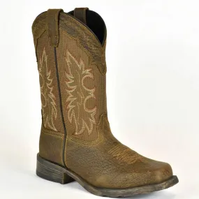 Laredo Brown Leather Cowboy Boots with Square Toe - Size 4-17