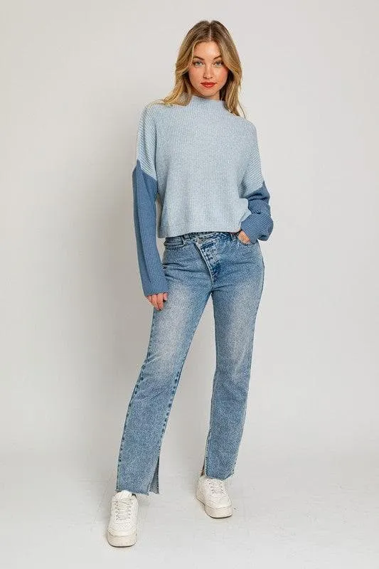 LE LIS Oversized Color Block Sweater