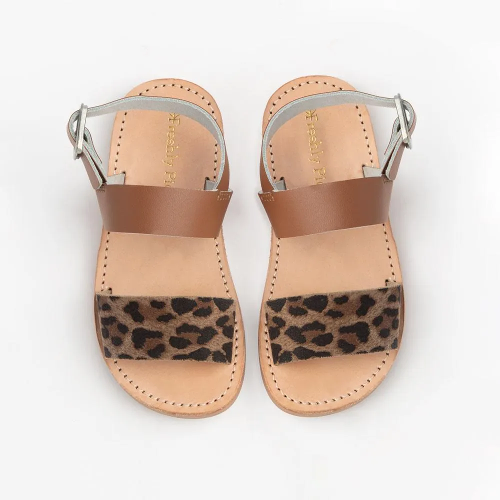 Leopard Sanibel Sandal in Cognac