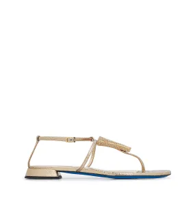 Light Gold Leather Jewel Sandals