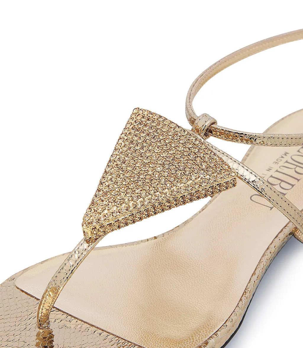 Light Gold Leather Jewel Sandals