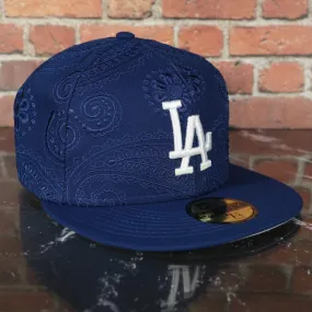 Los Angeles Dodgers Paisley Bandana Print Embroidered New Era MLB Swirl 5950 Fitted Cap