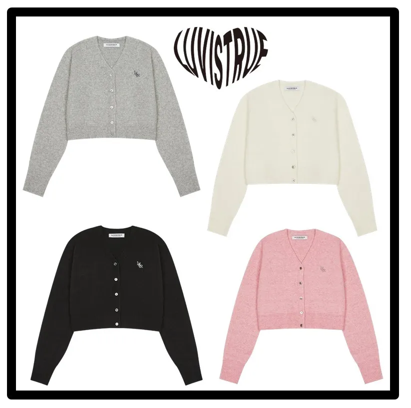 LUV IS TRUE Casual Street Style Cotton Logo Cardigans