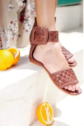 Vintage Brown Madagascar Leather Sandals