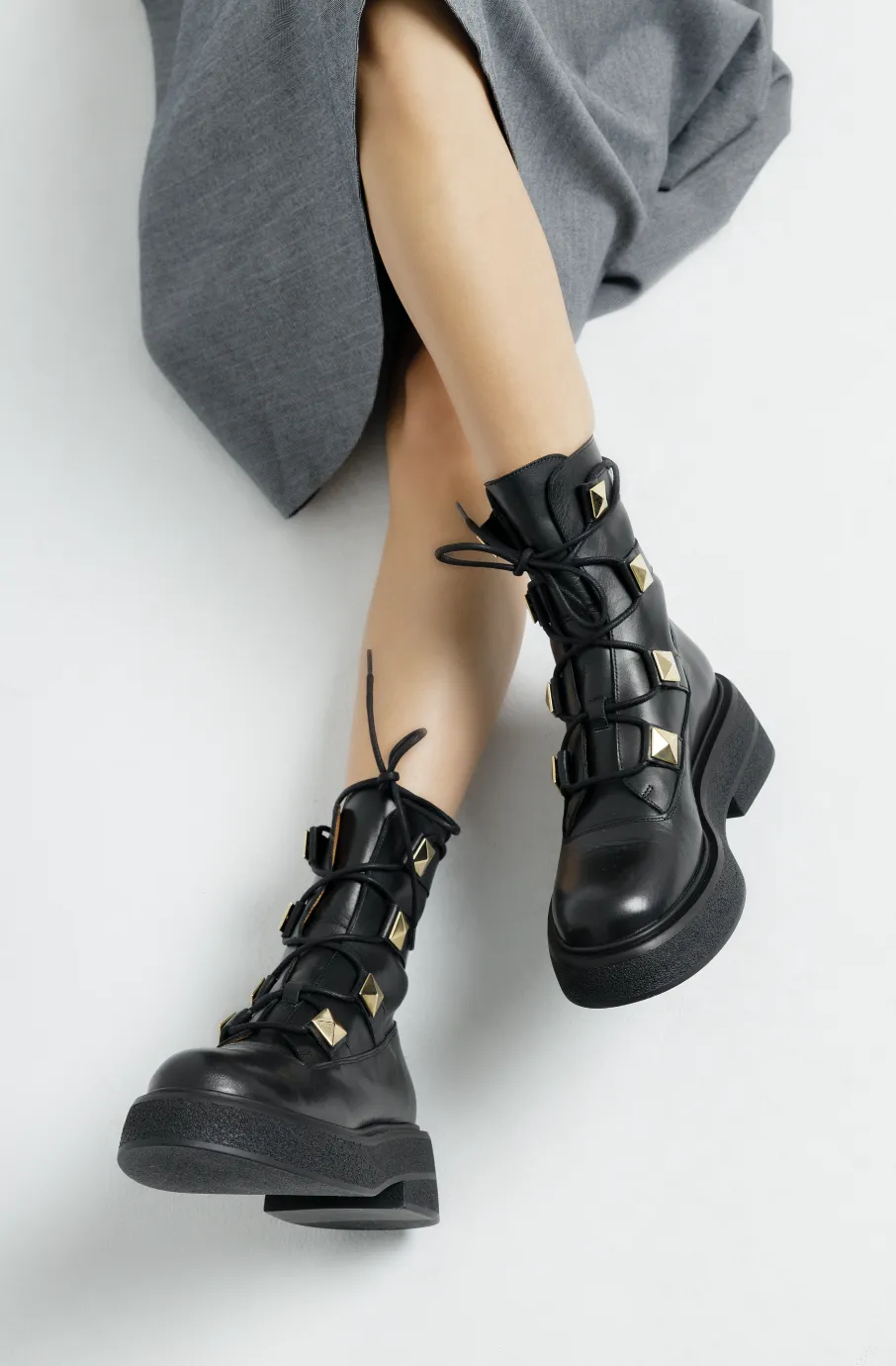 Maki Pyramid Stud Combat Boots