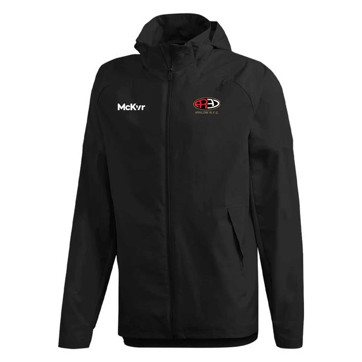 Mc Keever Arklow RFC Core 22 Rain Jacket - Adult - Black - Google-friendly: Black Adult Rain Jacket by Mc Keever Arklow RFC Core