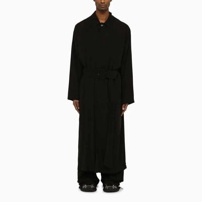 Men's Black Belted Jacket by BALENCIAGA