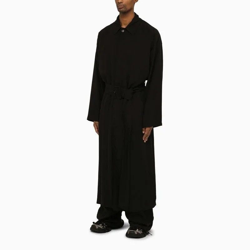 Men's Black Belted Jacket by BALENCIAGA